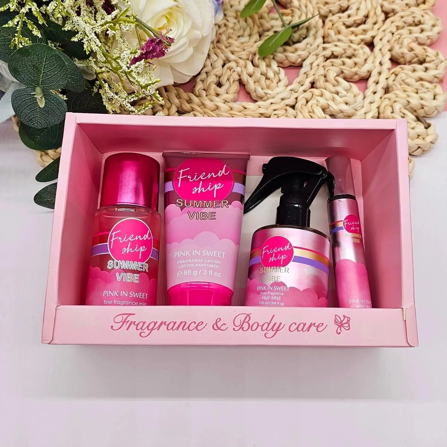 Pink In Sweet Friend Ship Summer Vibe Fragrance and Body Care Gift Set Pink In Sweet