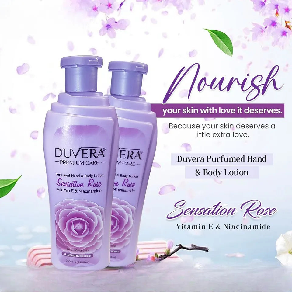 Duvera Sensation Rose Perfumed Hand & Body Lotion 250ml Duvera