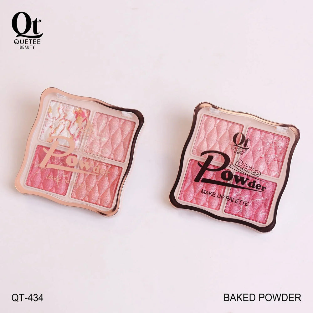 Quetee Beauty Baked Powder 4 Colors Highlighter Palette Quetee