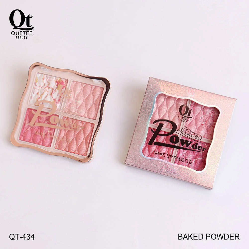 Quetee Beauty Baked Powder 4 Colors Highlighter Palette Quetee
