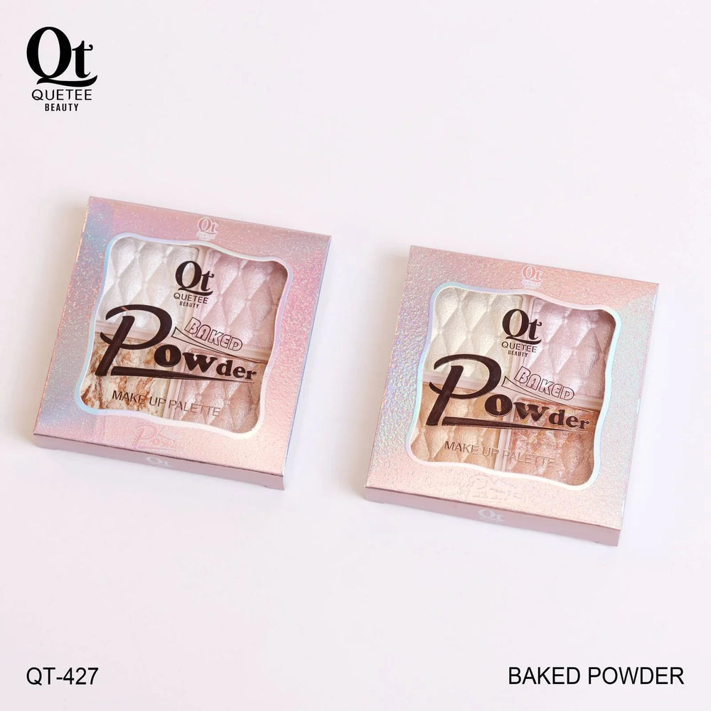 Quetee Beauty Baked Powder 4 Light Colors Highlighter Palette Quetee