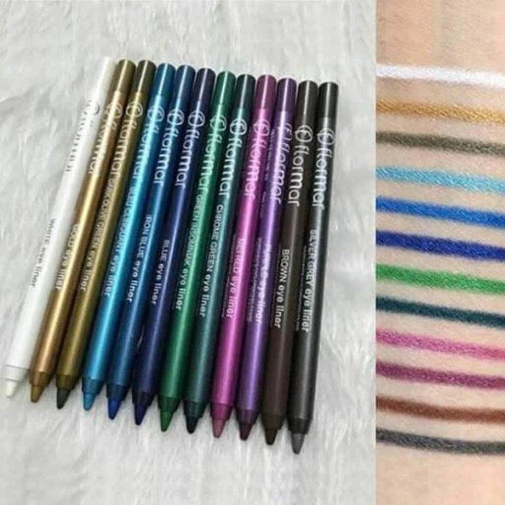 Flormar Waterproof Pencil Eyeliners -  Pack of 12 Flormar