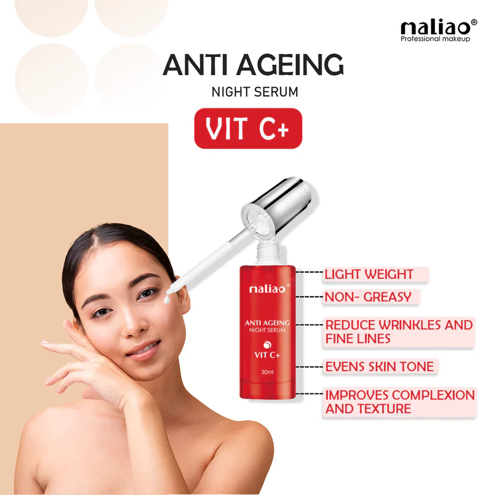 Maliao Skin Renewal And Brightening Anti Ageing Vit C+ Night Serum - 30ml Maliao
