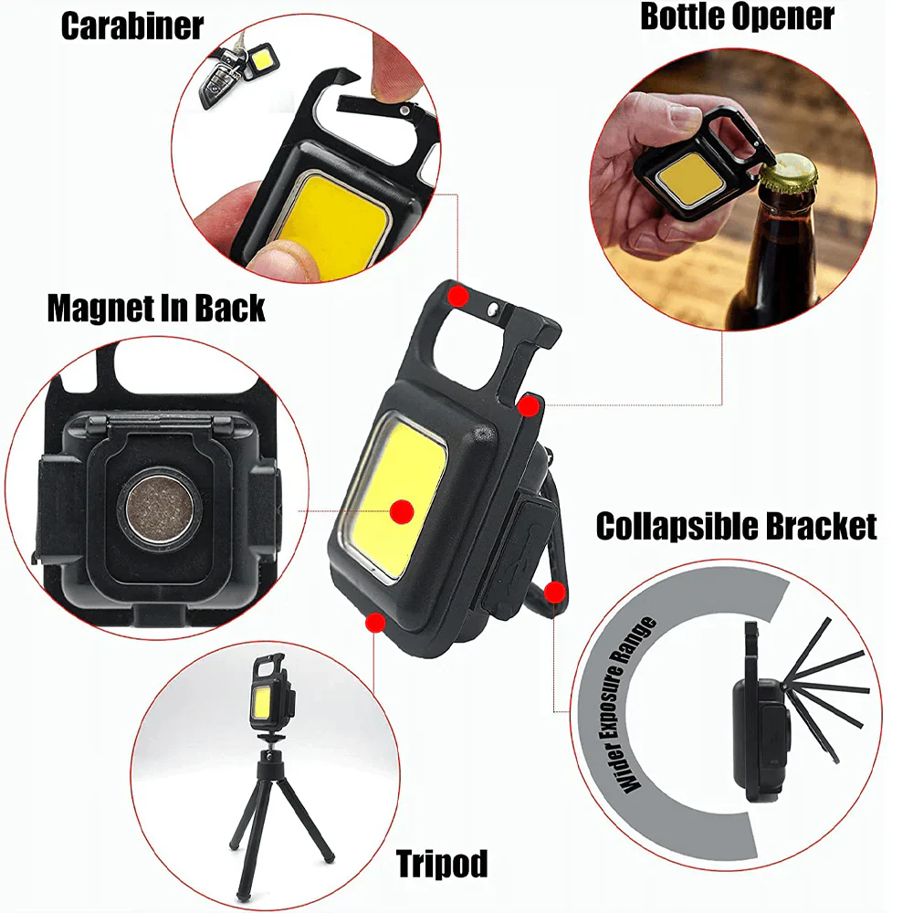 Mini Keychain Flashlights - 4 Light Modes Rechargeable Keychain Light Cosmia.pk