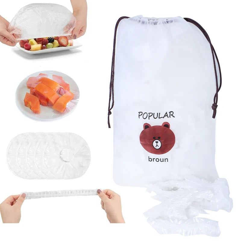 Disposable & Reusable Elastic Food Covers - 100 Pcs Cosmia.pk