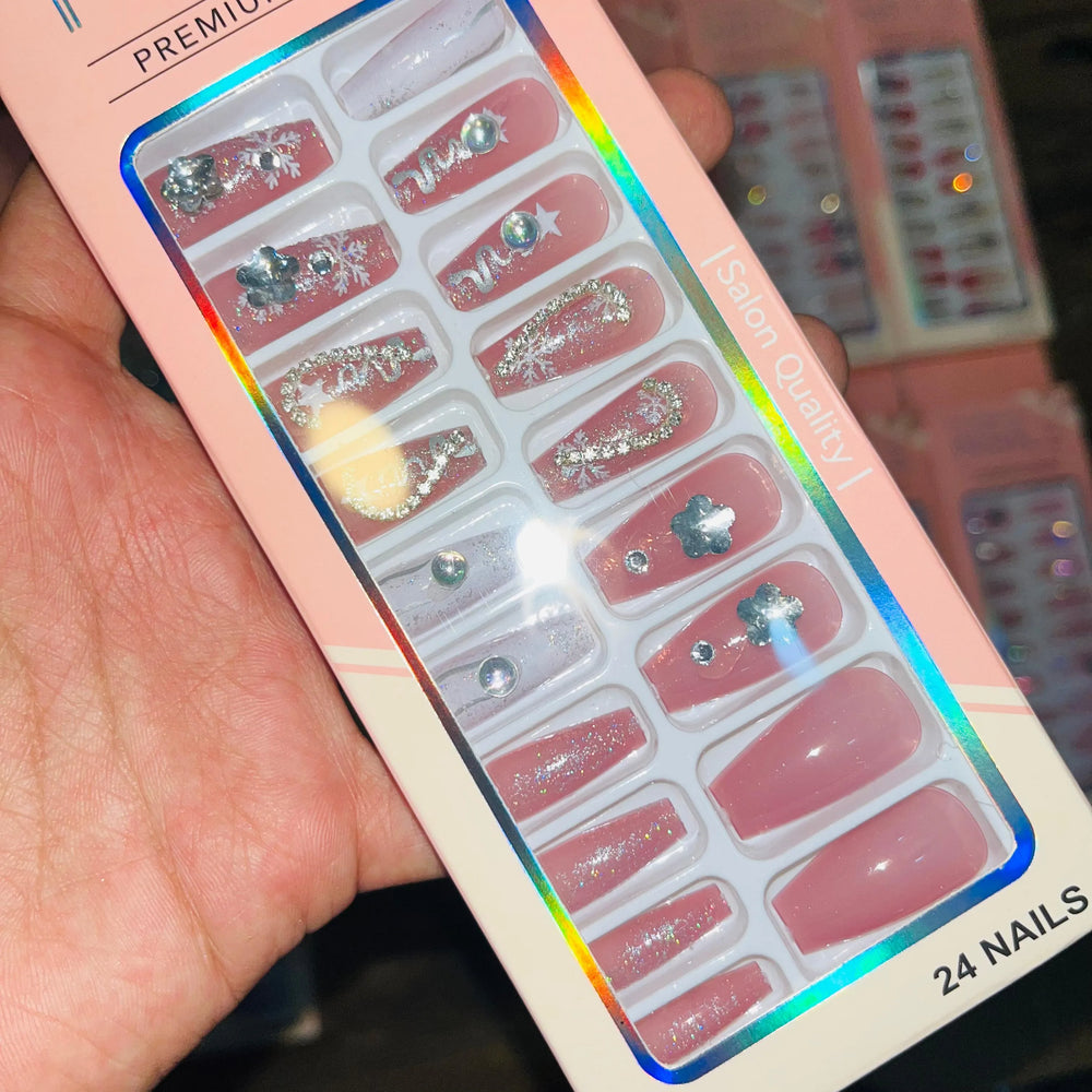 Professional Premium Series Artifical Nails With Free Stickers (24Pcs) Cosmia.pk