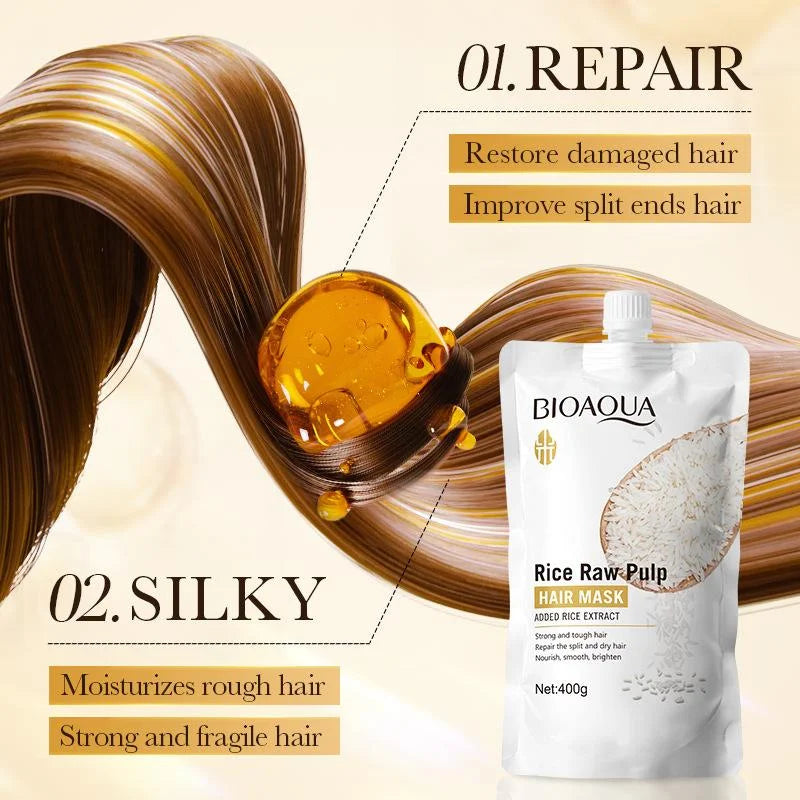 Bioaqua Rice Pulp Hair Mask Smooth - 400g Bioaqua