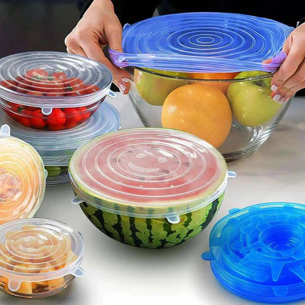 Silicone Lids Reusable Airtight Food Wrap - 6 Piece Cosmia.pk