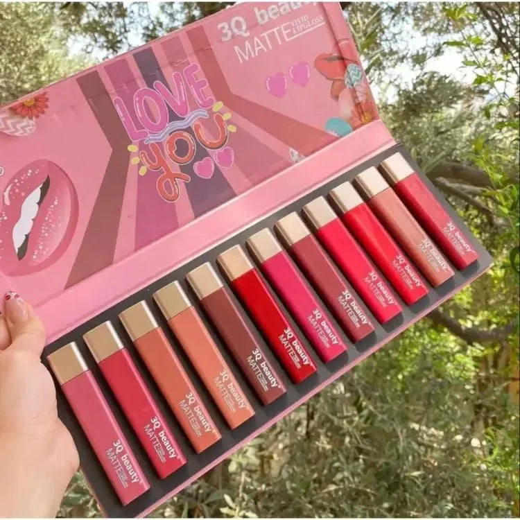 3Q Beauty Matte Lipgloss Set of 12 Shades 3Q Beauty