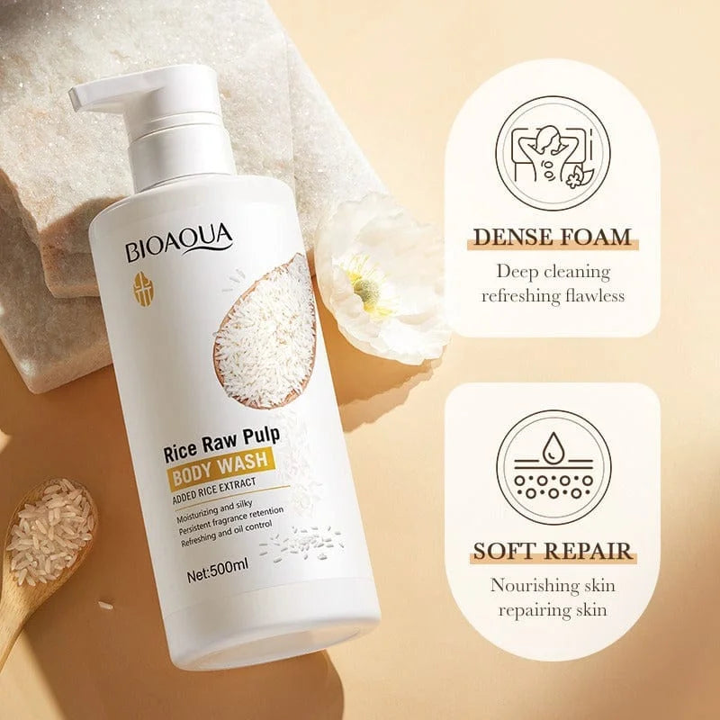 Bioaqua Rice Raw Pulp Body Wash – 500ml Bioaqua
