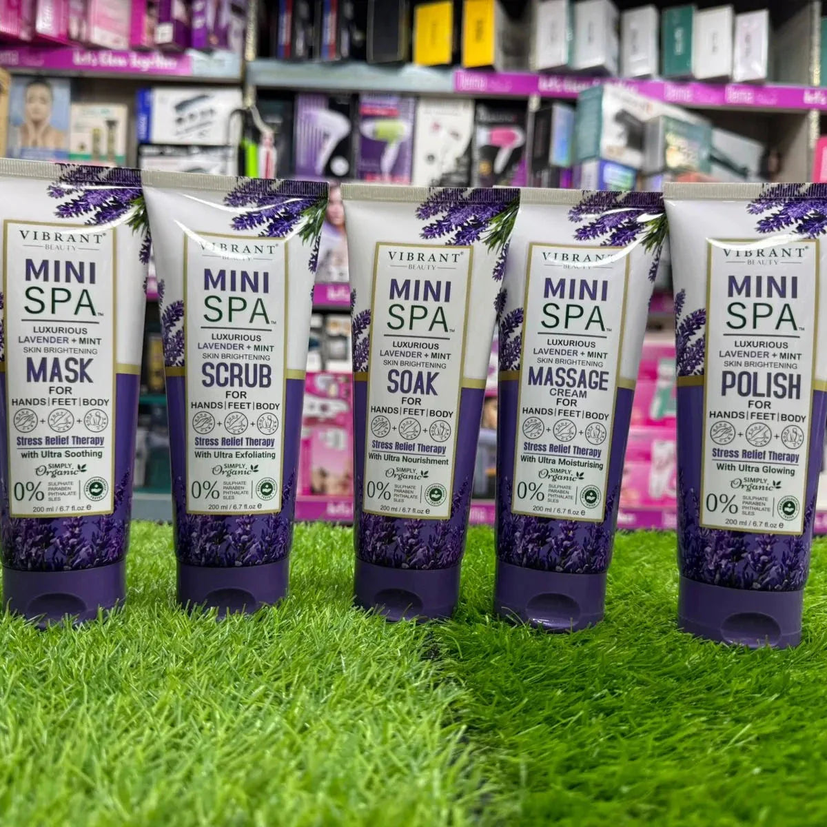 Vibrant Beauty Mini Spa Lavender + Mint Manicure Pedicure Kit - 200ml Vibrant Beauty