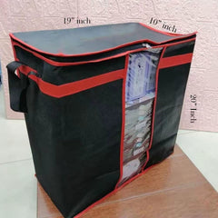 Heavy-Duty Black Fabric Storage Bag & Clothes Organizer - Each Cosmia.pk