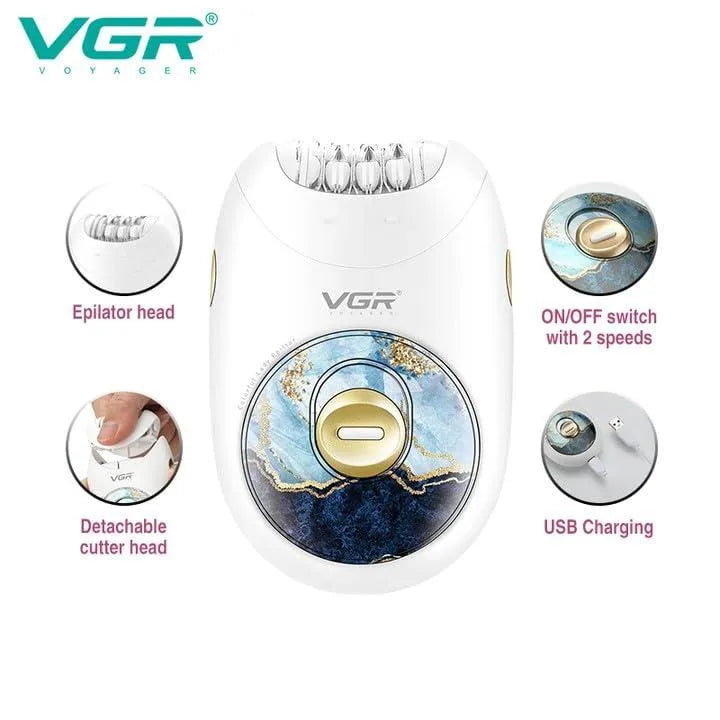 VGR V-706 Cordless Professional Women Epilator with 18 Tweezers VGR
