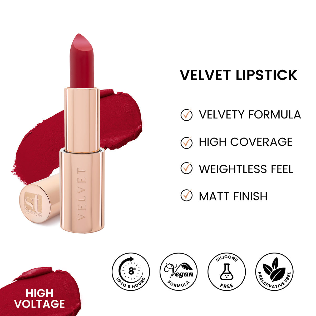 ST London - Velvet Ultra Matt Lipstick - High Voltage cosmia.pk
