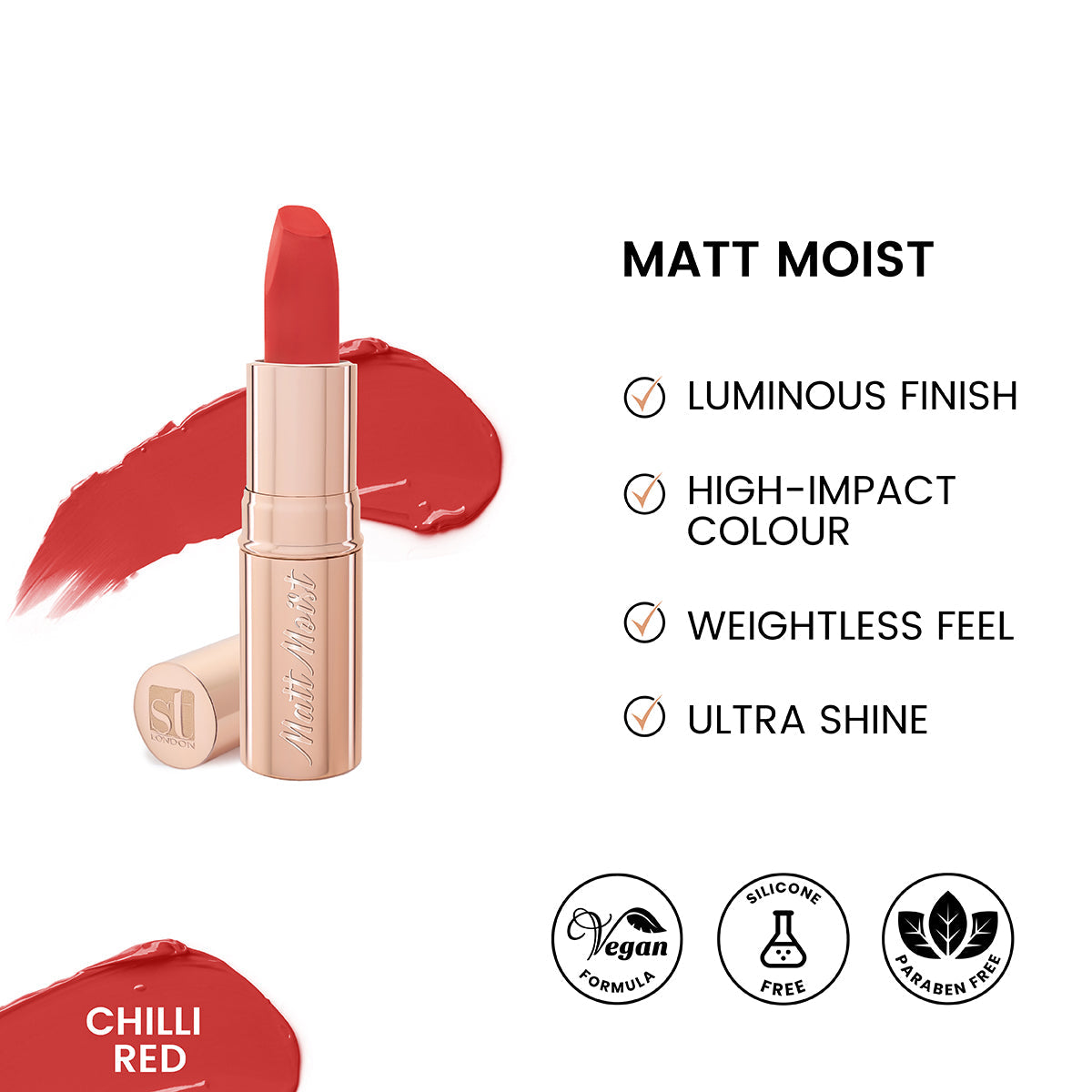 ST London - Matt Moist Long-Lasting Lipstick - Chilli Red cosmia.pk