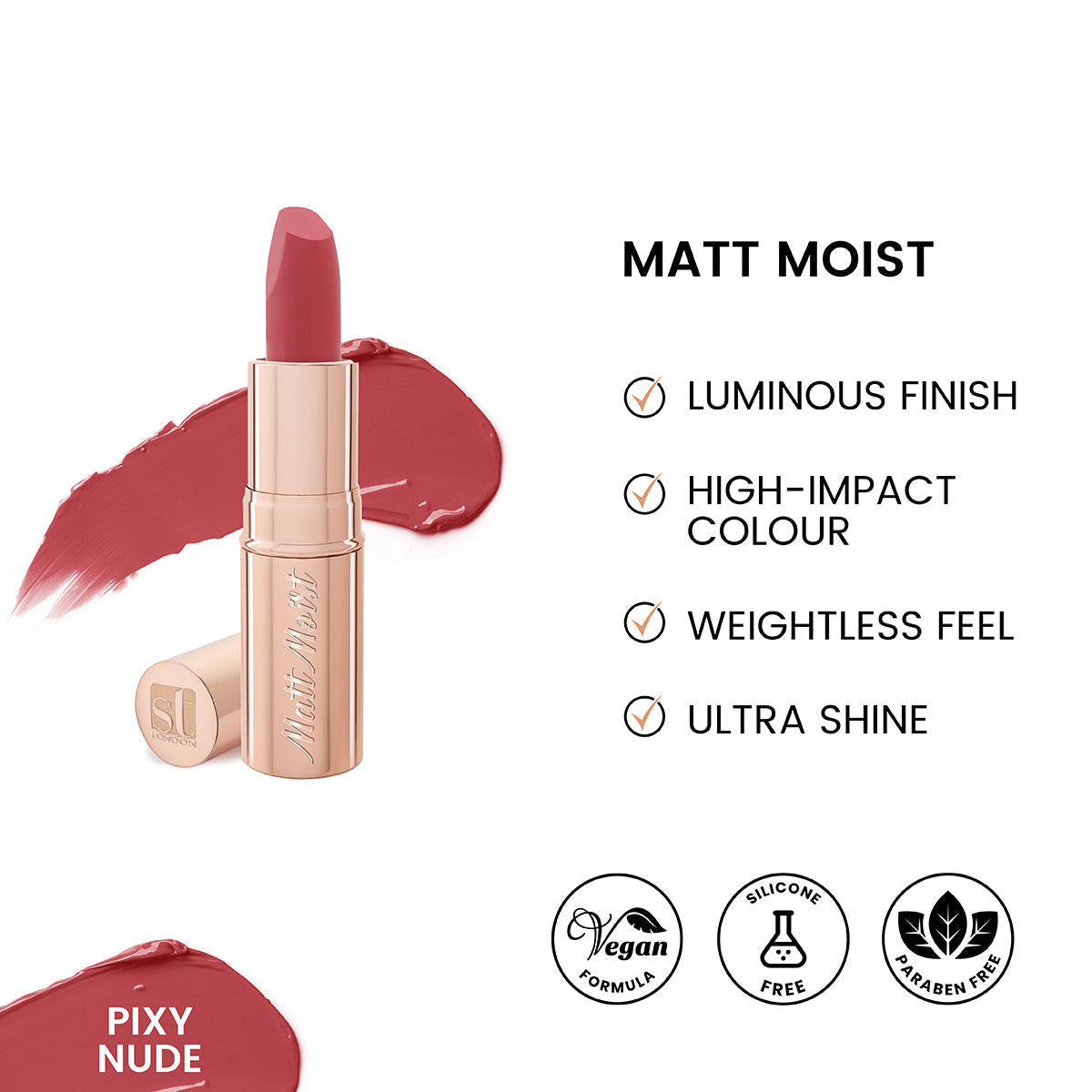 ST London - Matt Moist Long-Lasting Lipstick - Pixy Nude cosmia.pk