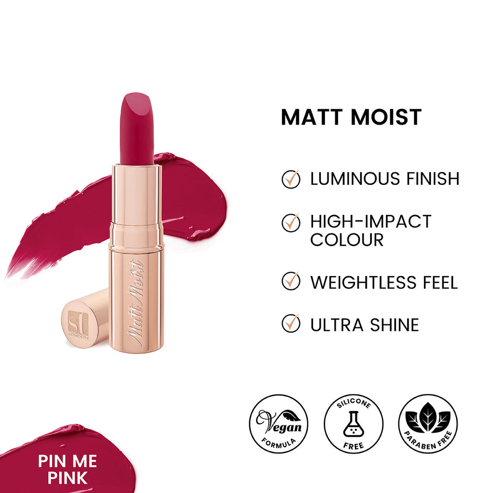 ST London - Matt Moist Long-Lasting Lipstick - Pin Me Pink cosmia.pk