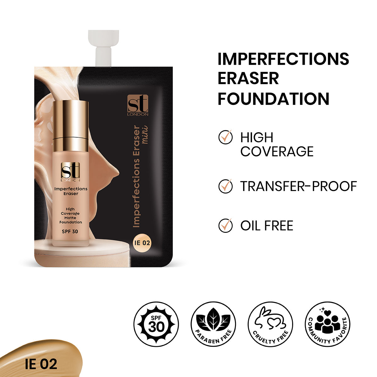 ST London - Imperfection Eraser Foundation Sachet - IE 02 5ml cosmia.pk