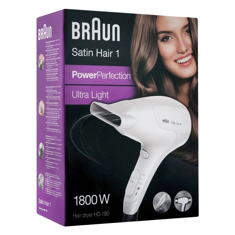 Braun Satin Hair1 Ultra Light 1800W Hair Dryer, HD-180 Braun