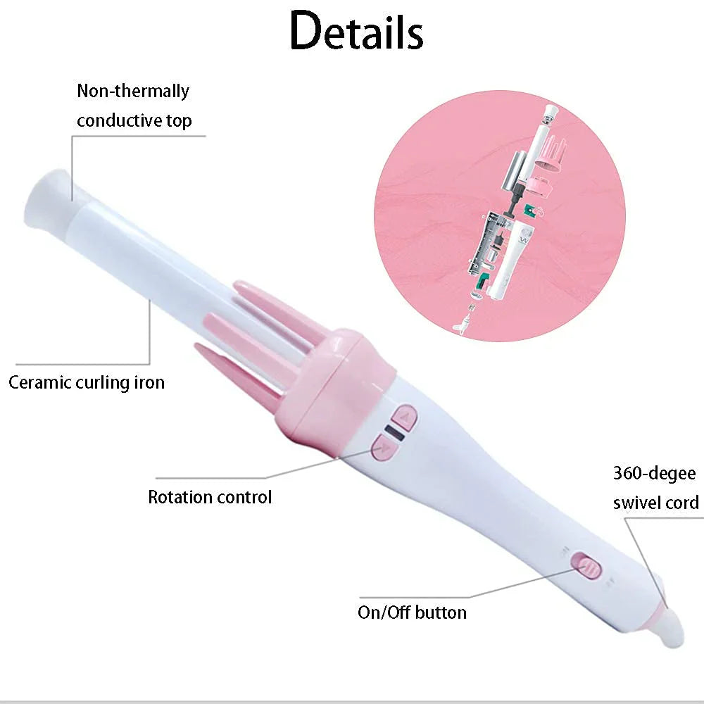 Automatic Pink Hair Curler Spin 360° Rotating Hair Styling Roller Cosmia.pk