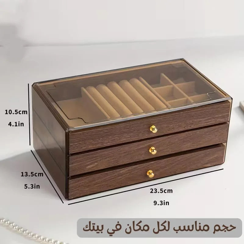 Wood 3 Drawer Jewelry Storage Organizer Cosmia.pk