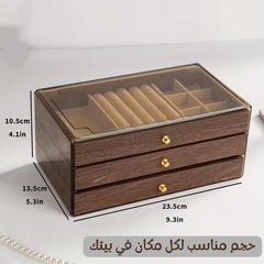 Wood 3 Drawer Jewelry Storage Organizer Cosmia.pk