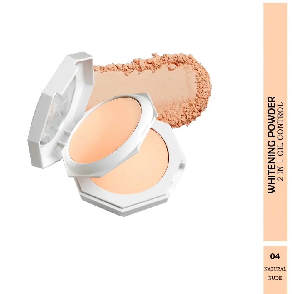Maliao Whitening Compact Powder | Prime & Fine Makeup Effect | Long-Lasting Oil Control | Smooth Finish | Lightweight Formula | Ideal for All Skin Types Maliao