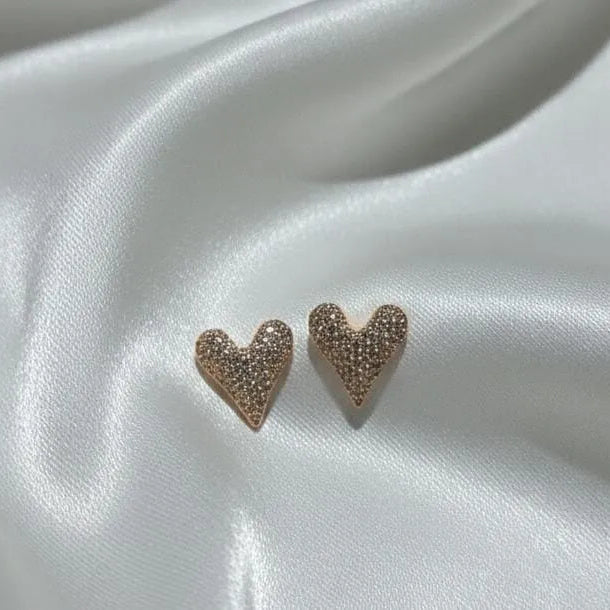 Zircon Gold-Plated Stone Heart Stud Cosmia