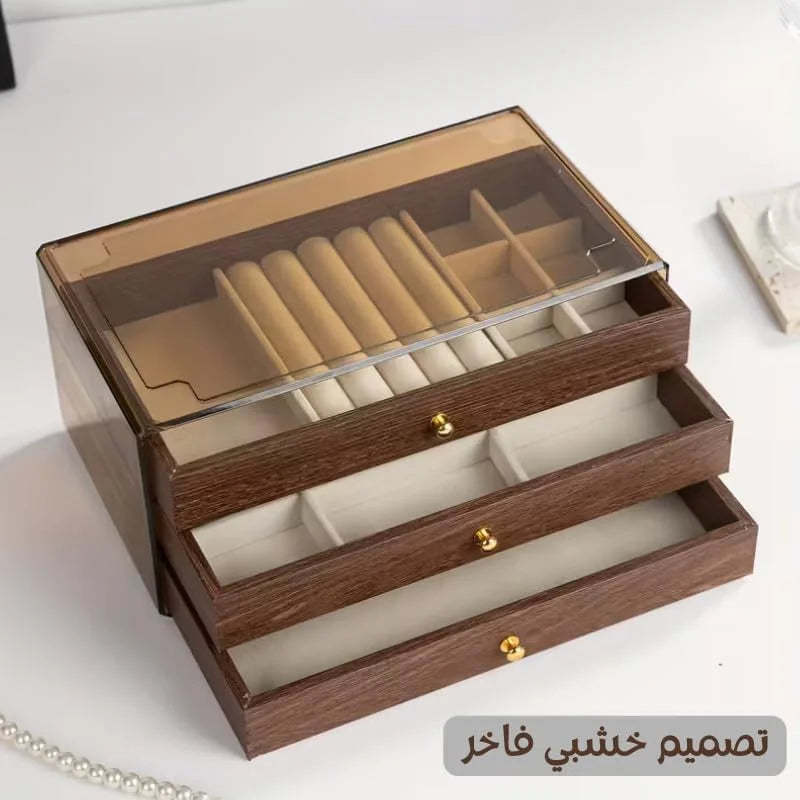 Wood 3 Drawer Jewelry Storage Organizer Cosmia.pk