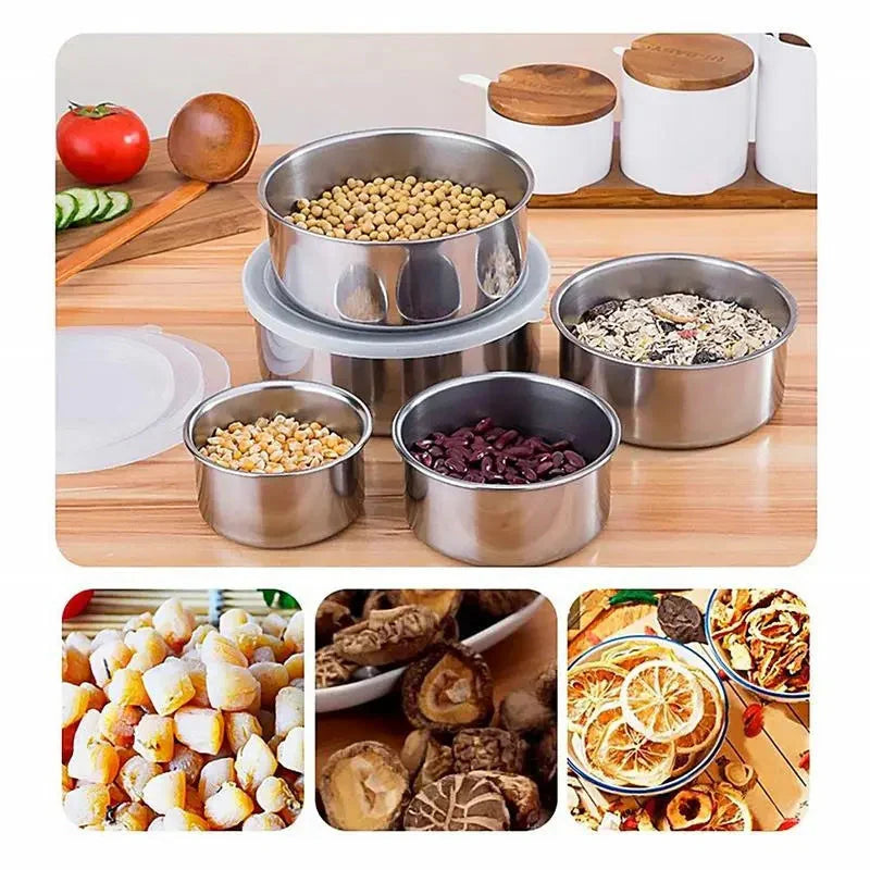Set of 5 Stainless Steel Food Storage Containers With Lids Cosmia.pk