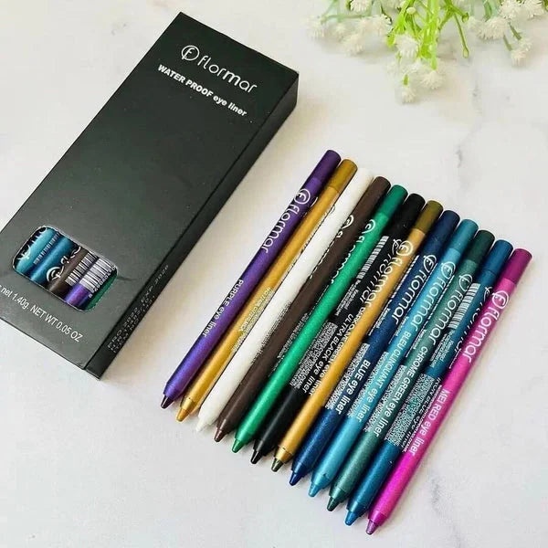 Flormar Waterproof Pencil Eyeliners -  Pack of 12 Flormar
