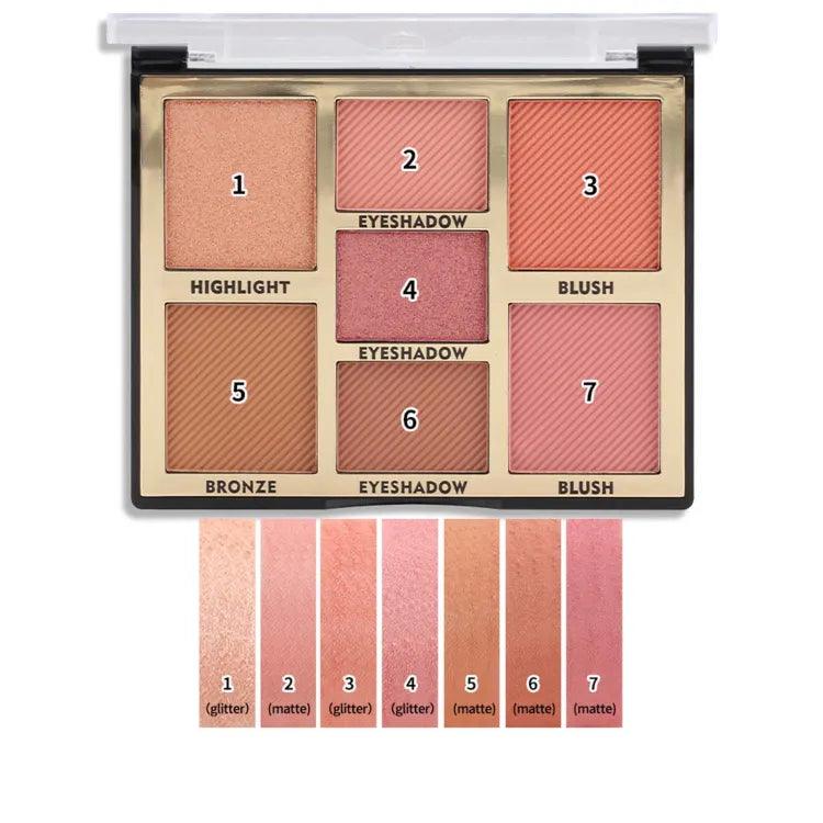 Miss Rose Blush, Highlight, Eyeshadow Palette - 7 Colors Miss Rose