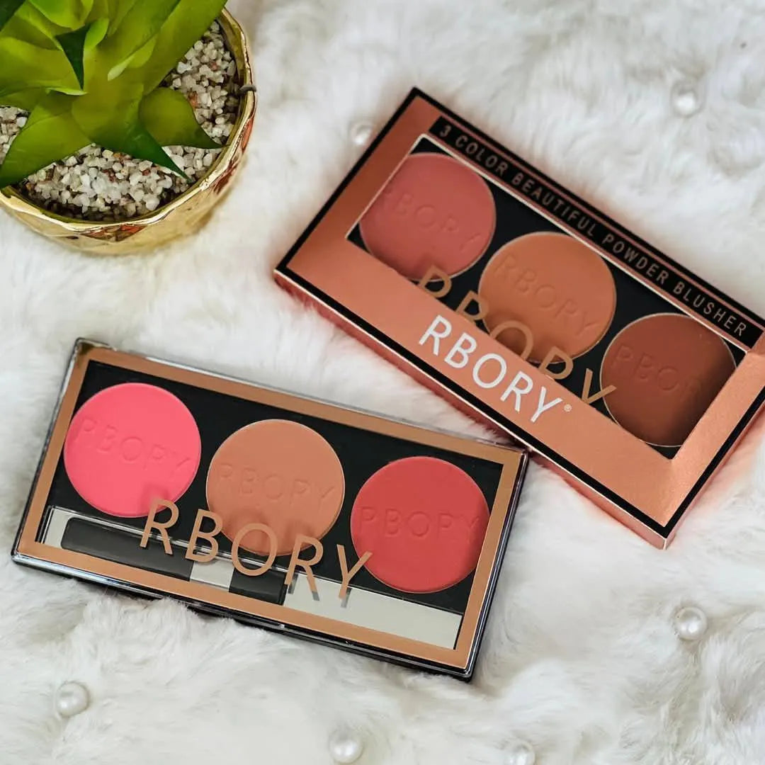 Rbory Beautiful Powder Blusher Palette - 3 Colors Rbory