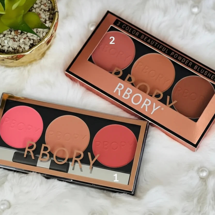 Rbory Beautiful Powder Blusher Palette - 3 Colors Rbory