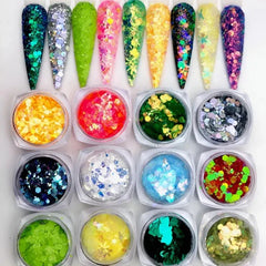 12 Colors Iridescent Bright Neon Chunky Glitter Mix Cosmia.pk