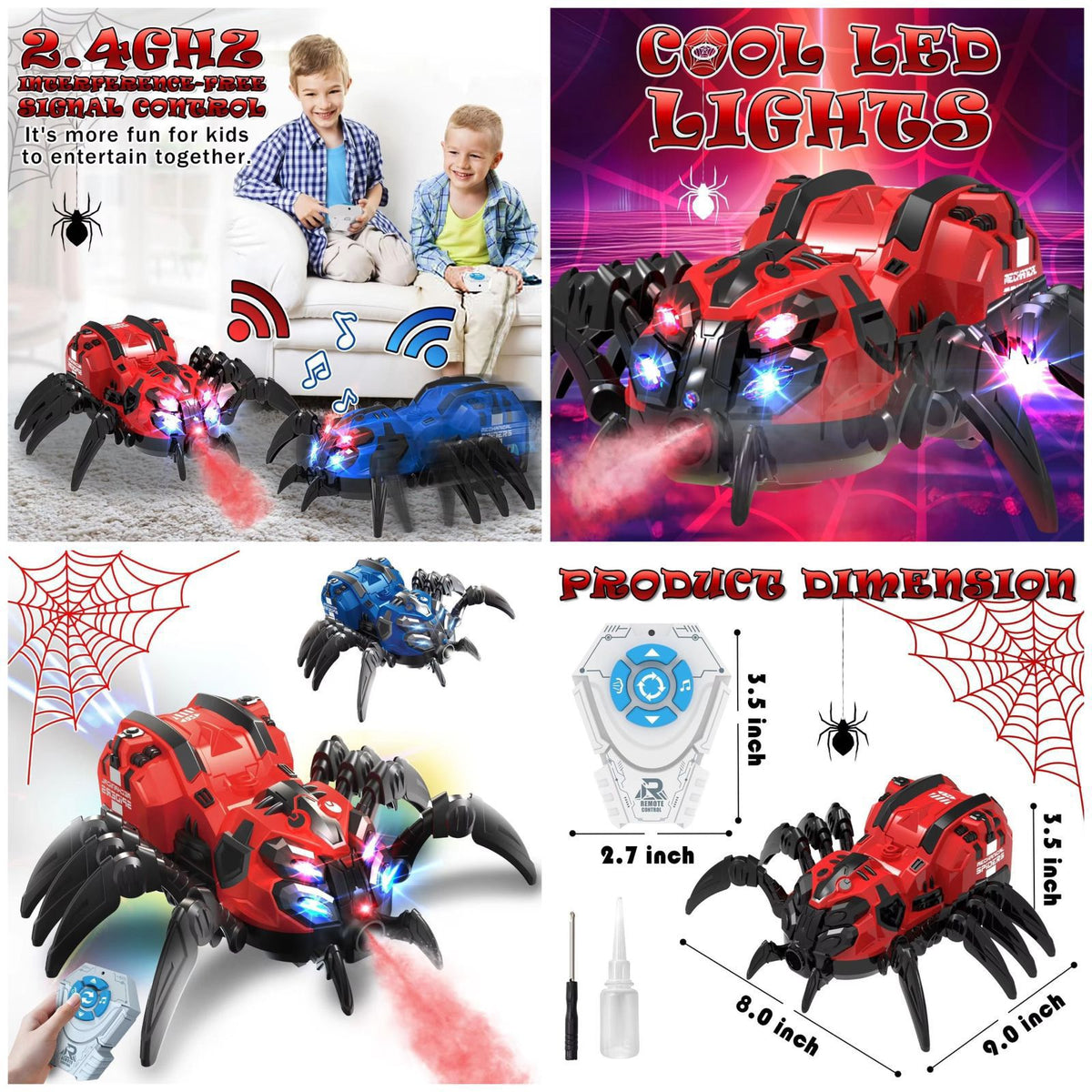 Remote Control Spider Toy – 2.4GHz RC Spider with Lights, Music & Cosmia.pk