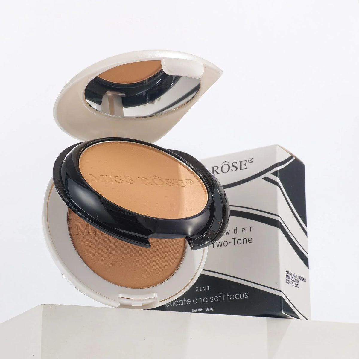 Miss Rose Black & White Two-Tone Compact Powder Miss Rose