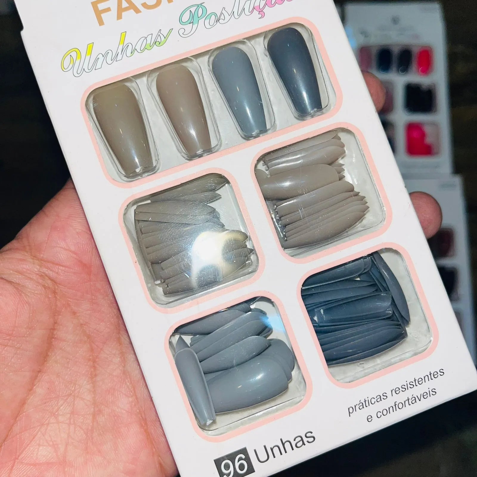 Color Sister Salon Look Artifical Nails With Free Stickers (96Pcs 4 Color Sister