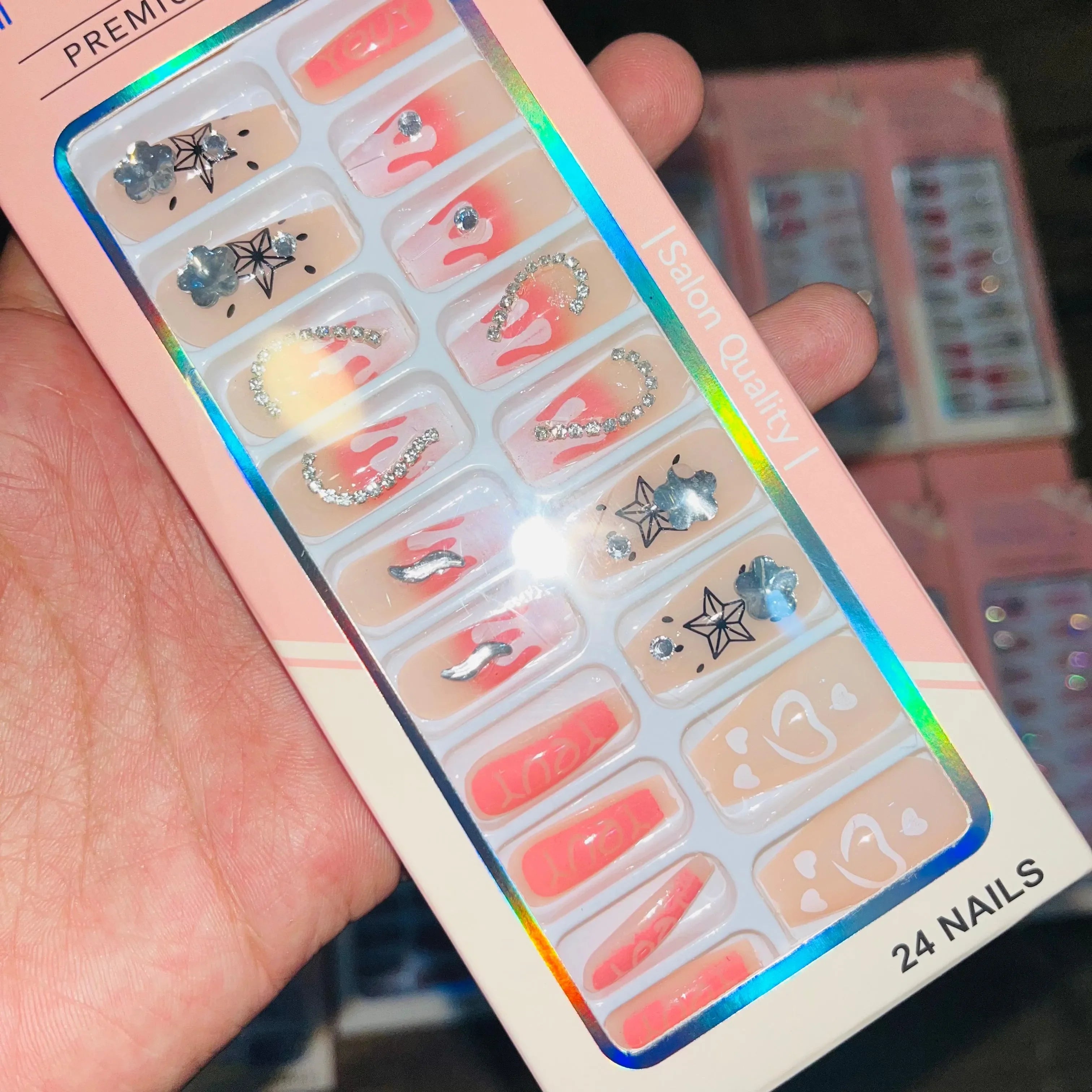 Professional Premium Series Artifical Nails With Free Stickers (24Pcs) Cosmia.pk