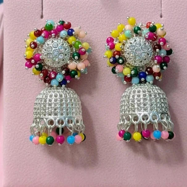 Silver Multi Color Jhumki Cosmia
