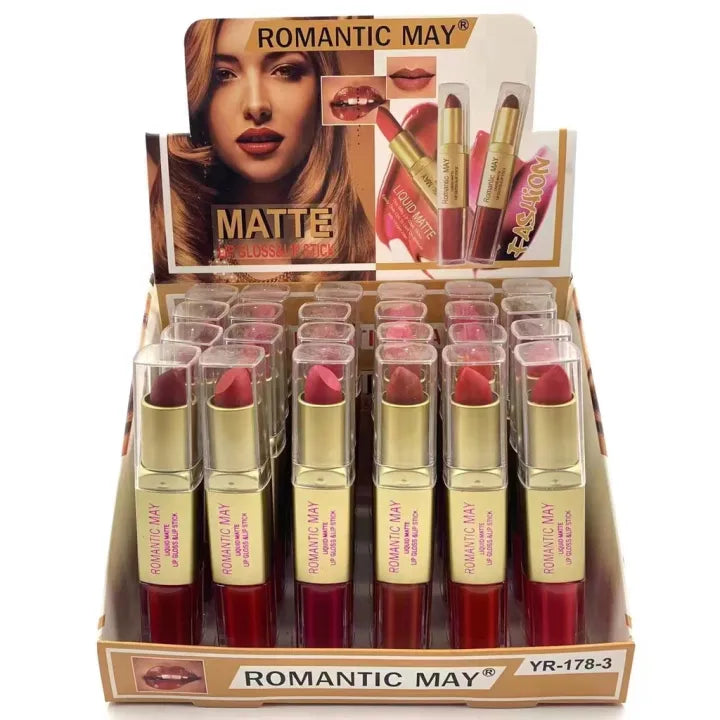 Romantic May Professional 2-in-1 Lipstick with Gloss & Liquid Matte Romantic May