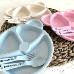 Baby Feeding Cartoon Dinner Plate with Spoon and Fork - Each Cosmia.pk