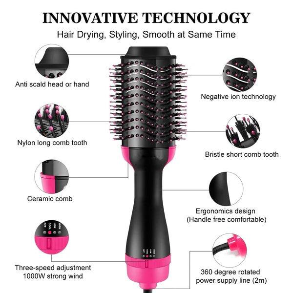 One Step Hot Air Brush - Dryer + Straightener One Step