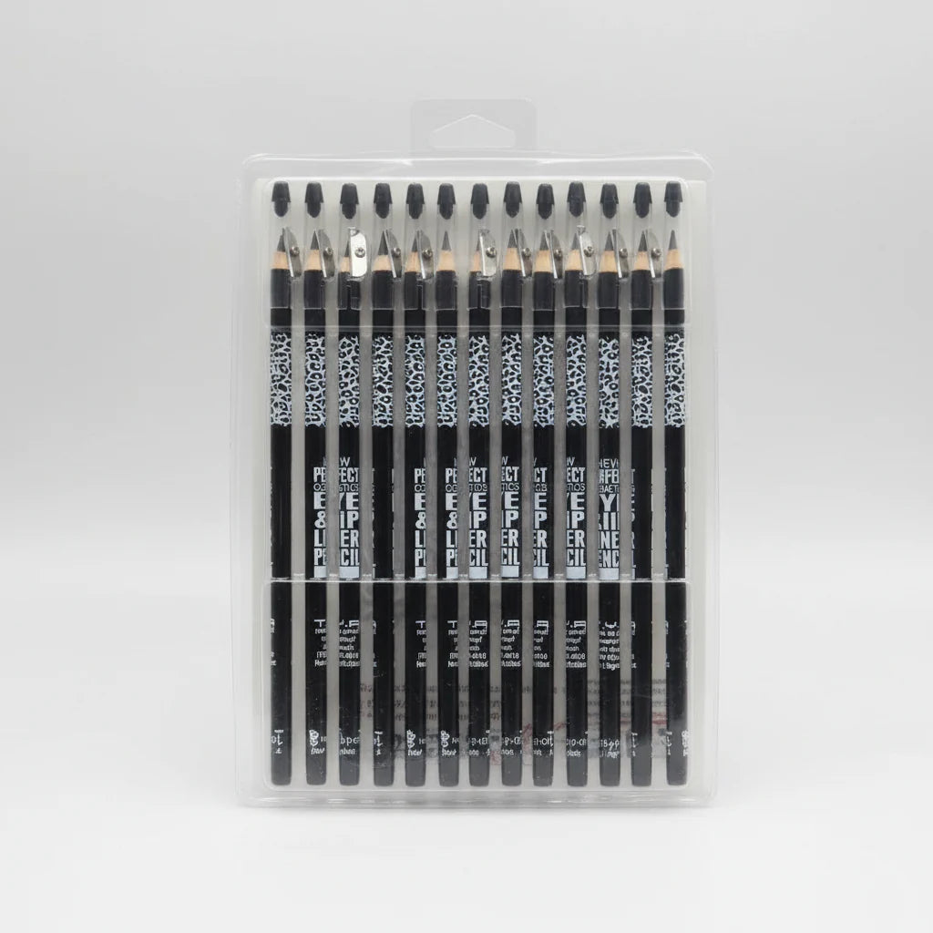 Brown Lip & Eye Pencil with Sharpner Pack of 12 Cosmia.pk
