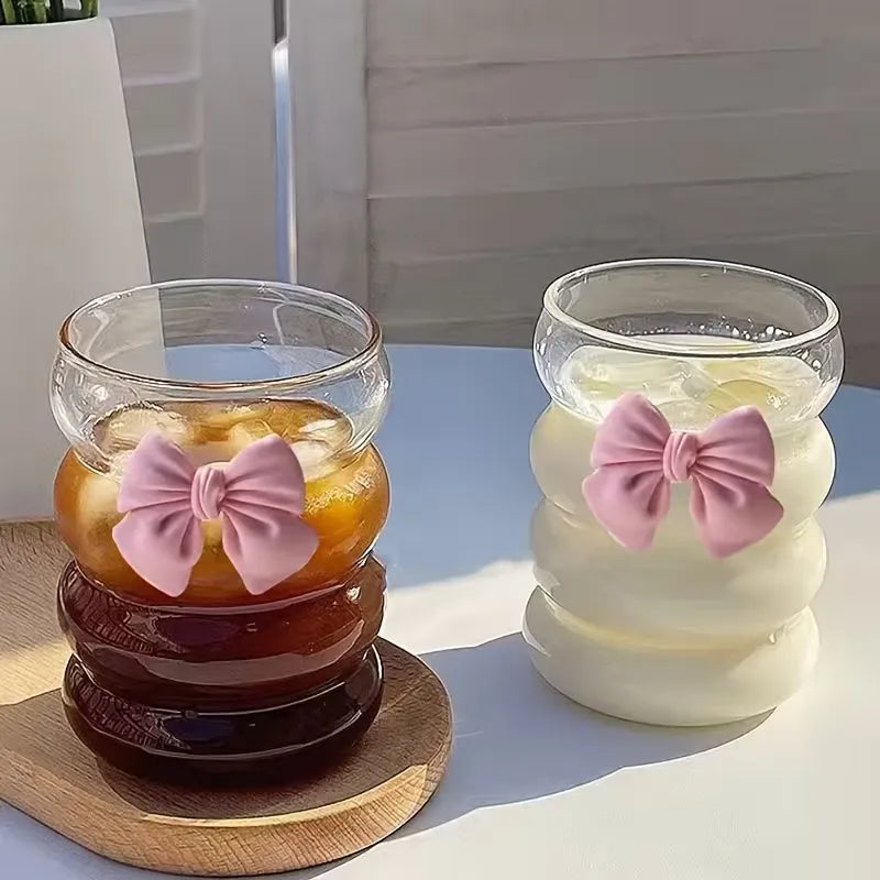 One Cute Chubby Cup With Girly Bow Glass Straw Cosmia.pk