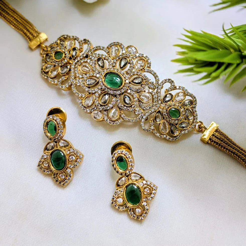 South Indian AD Jewelry Collection – Gold Plated High Quality Set Cosmia
