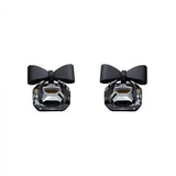 Elegant Black Crystal  Bow Knot Stud Earrings