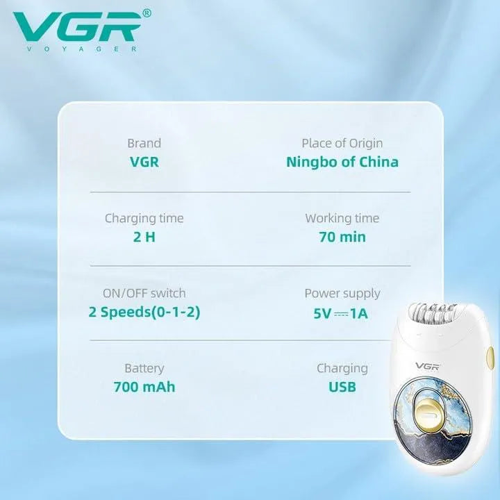 VGR V-706 Cordless Professional Women Epilator with 18 Tweezers VGR