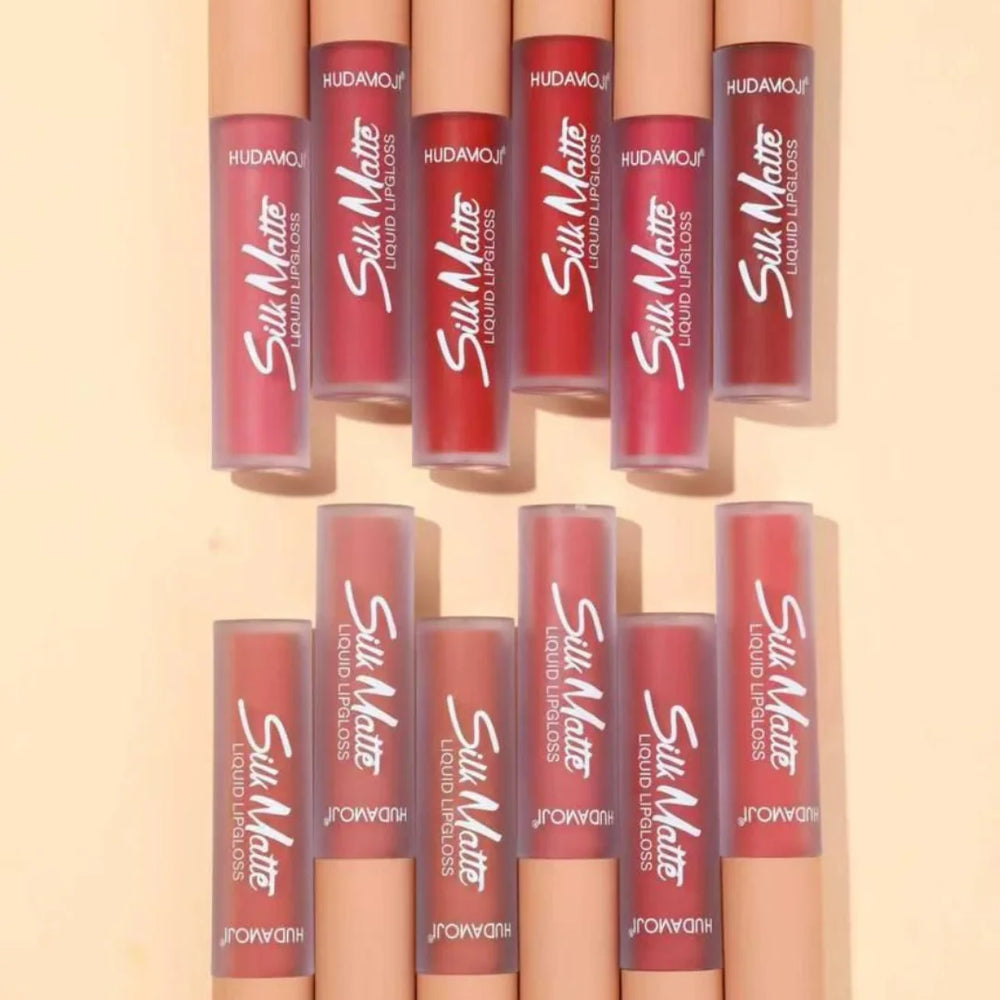 Hudamoji Silk Matte Liquid Lipgloss - 12PCS Set Huda Moji