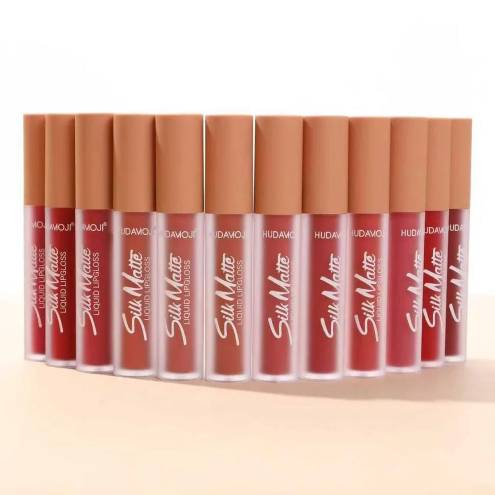 Hudamoji Silk Matte Liquid Lipgloss - 12PCS Set Huda Moji